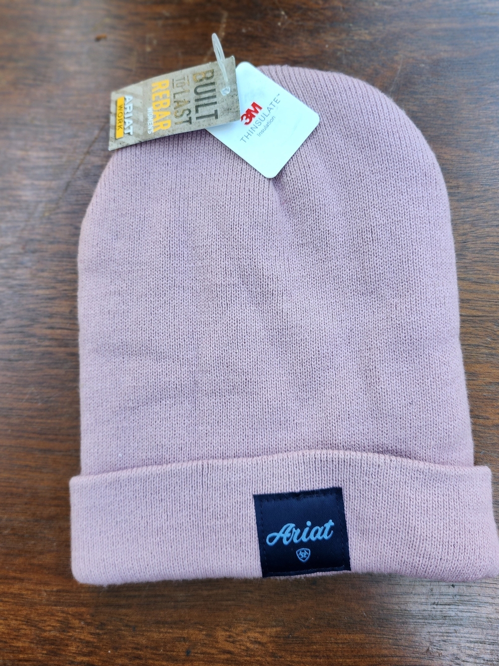 NWT Ariat Rebar Women’s Pale Rose Pink Knit 3M Thinsulate Beanie Hat Watch Cap
